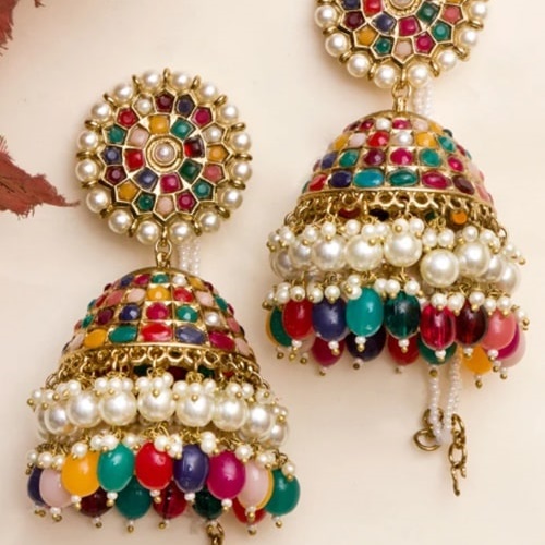 Ghazal Jhumka Multi Color